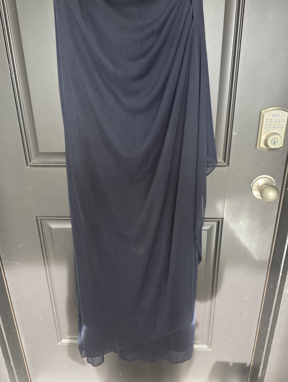 Xscape Navy Beaded Evening Gown Dress Women’s Size 8 Formal Mother of Bride NWT - Picture 4 of 11